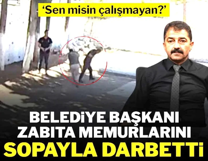 Belediye başkanı, taş döşemeyen zabıtaları sopayla darbetti