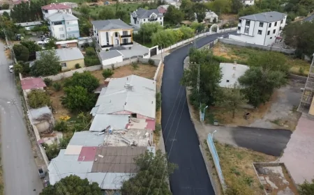 Iğdır İl Özel İdaresi’nin Sıcak Asfalt Çalışmaları Havadan Görüntülendi